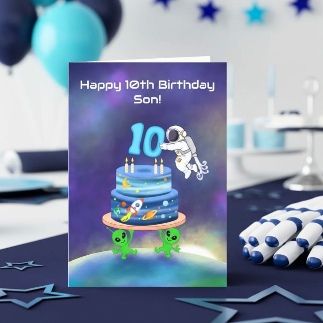 Son Happy 10th Birthday Astronaut  Card (Creator Uploaded)