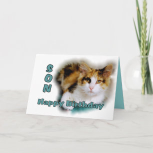 Son Happy Birthday Calico Cat Card