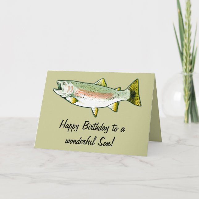 Son Happy Birthday: Rainbow Trout Card (Front)