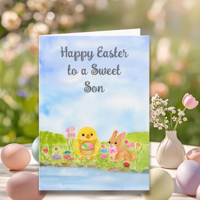 Son Happy Easter Baby Chick  Card (Creator Uploaded)