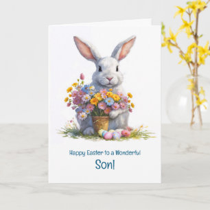 Son Happy Easter Cute Bunny Rabbit and Easter Card