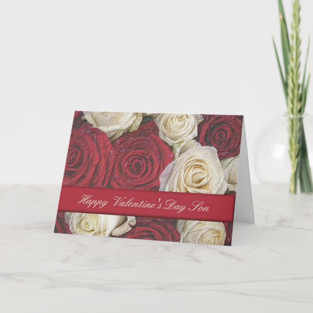 Son  Happy Valentine's Day Roses Holiday Card (Front)