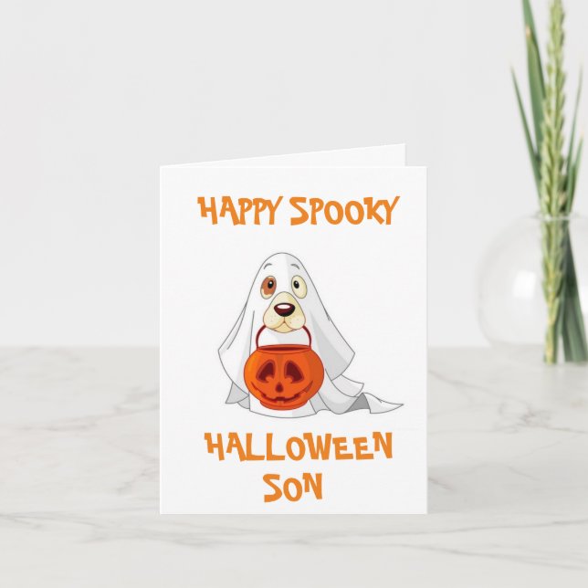 **SON** HAVE A HAPPY & SPOOKY HALLOWEEN SAYS GHOST CARD (Front)