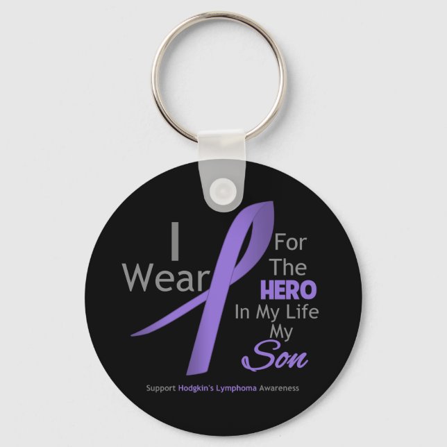Son - Hero in My Life - Hodgkin's Lymphoma Key Ring (Front)