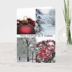 Son & Husband Christmas Red Winter collage Holiday Card