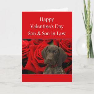 Son & Husband Glossy Grizzly Valentine Puppy Love Holiday Card
