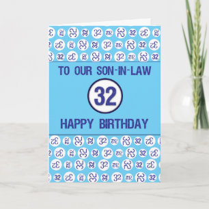 Son-in-Law 32nd Birthday Blue Numbers Card