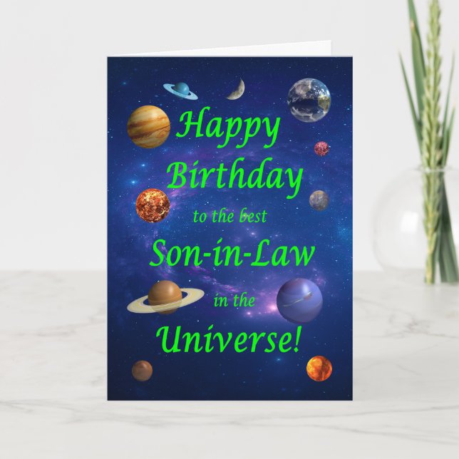 Son in Law Birthday Best in the Universe  Card (Front)