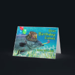 Son in Law Birthday Fish Ready to Party Card<br><div class="desc">You're one in a GILL-ion! Birthday greeting card for Son in Law features the front of a fish holding balloons with its fin and blowing a party noise maker. It is also wearing a camouflage fishing hat with fishing lures attached. Art, image, and verse copyright © Shoaff Ballanger Studios, 2024....</div>