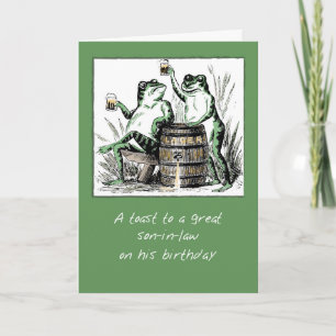 Son-in-Law Birthday Frogs Toasting with Beer Card