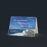 Son-in-Law Birthday Religious Ocean Scene Blue Sky Card<br><div class="desc">This faith-filled birthday card for your son-in-law features a peaceful ocean shoreline and a sky washed in soft blue, creating a calming and thoughtful atmosphere. The spiritual message highlights the qualities that make him special and reminds him how deeply appreciated he is—by family and by God. A meaningful way to...</div>