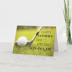 Son-in-Law Father's Day Golf Ball in Grass Card