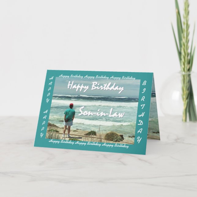 SON-IN-LAW - Happy Birthday - Man and Ocean Waves Card (Front)