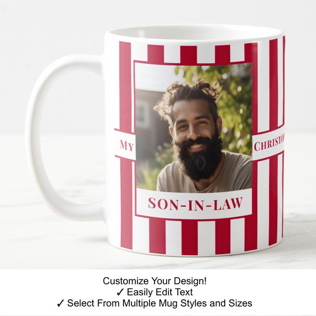 Son-in-law, Name, Message, Photo, Stripe Mug C81 (Creator Uploaded)