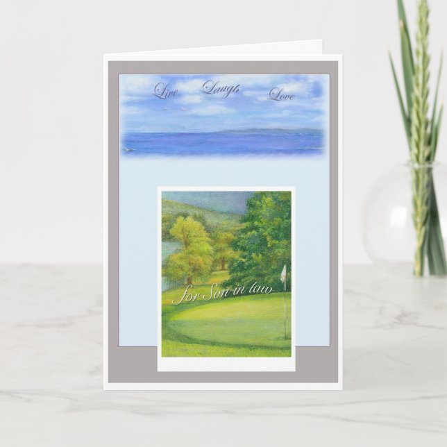 SON IN LAW PERFECT GOLF DAY GREETING CARD (Front)
