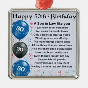Son in Law Poem  - 30th Birthday Metal Tree Decoration
