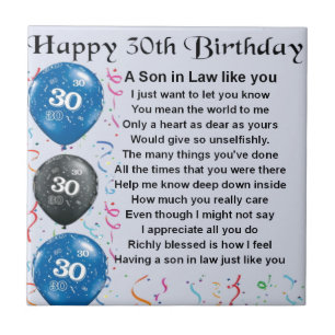 Son in Law Poem  - 30th Birthday Tile