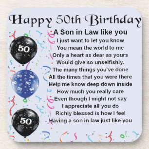 Son in Law poem -  50th Birthday design Coaster