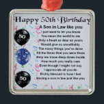 Son in Law poem -  50th Birthday design Metal Tree Decoration<br><div class="desc">A great gift for a son in law on his 50th birthday</div>