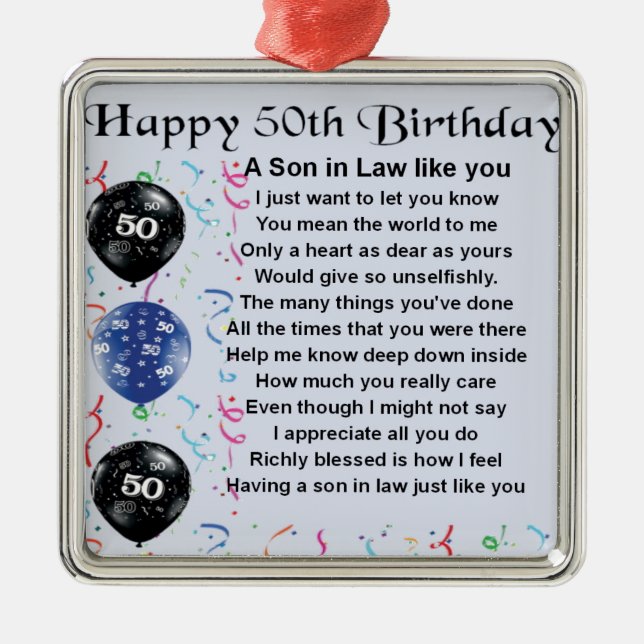 Son in Law poem -  50th Birthday design Metal Tree Decoration (Front)