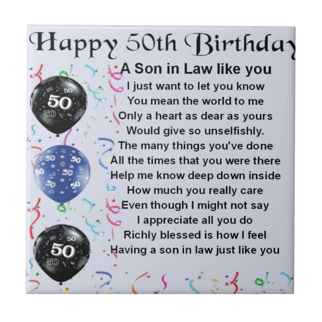 Son in Law poem -  50th Birthday design Tile (Front)