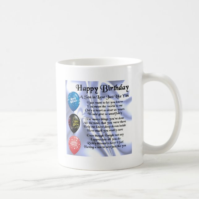 Son in Law poem -  Happy Birthday Design Coffee Mug (Right)