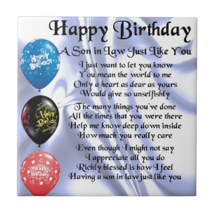 Son in Law poem -  Happy Birthday Design Tile