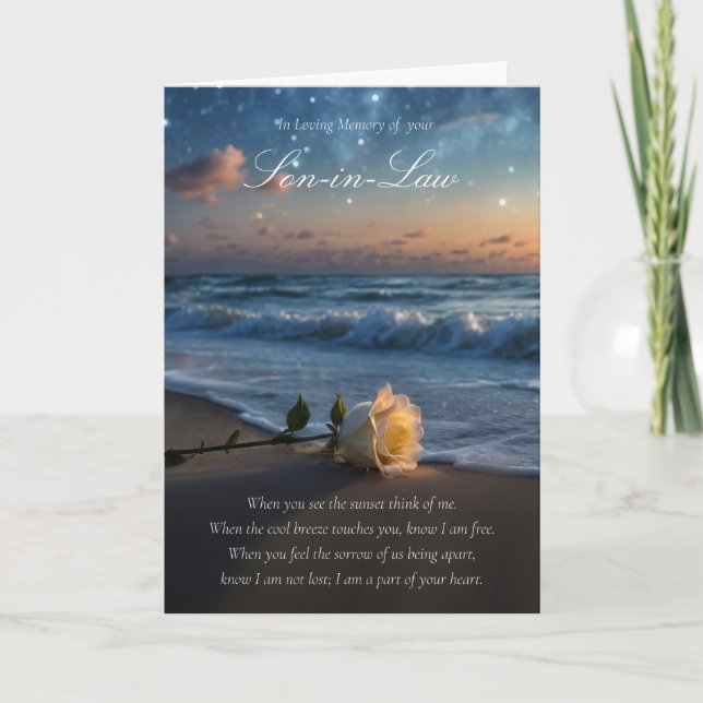 Son in Law Sympathy Loss Beach Ocean Card (Front)