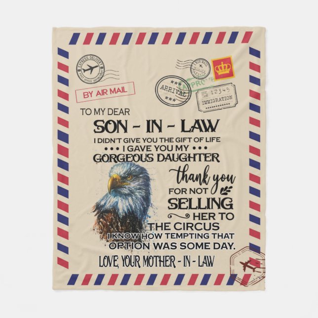Son-In-Law | To My Dear Son-In-Law From Mother Fleece Blanket (Front)