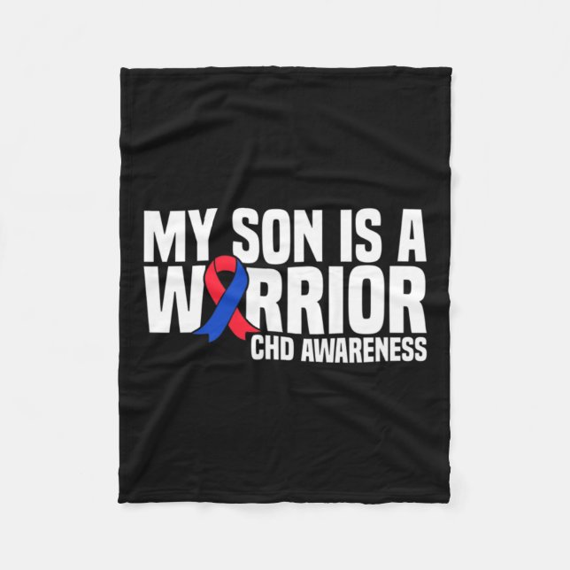 Son Is A Warrior Chd Congenital Heart Disease Awar Fleece Blanket (Front)
