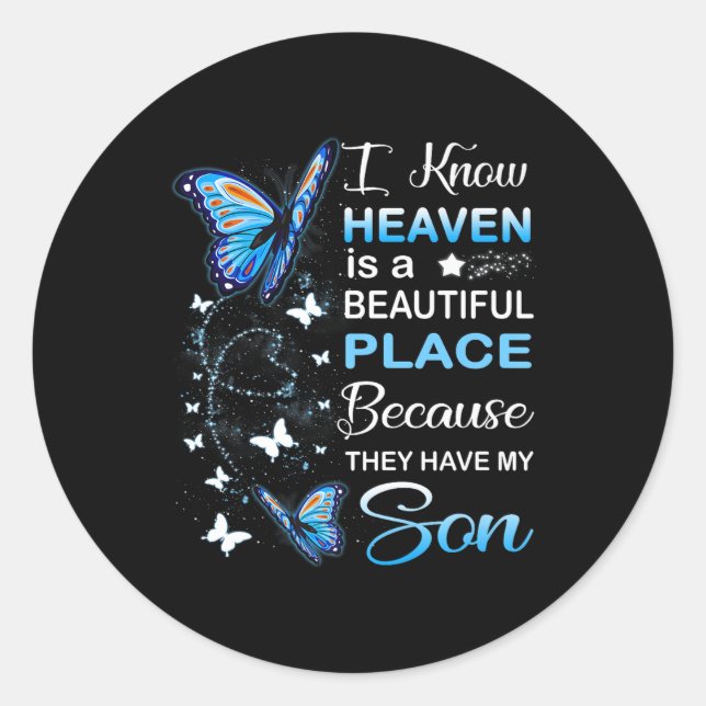 Son Is My Guardian Angel In Heaven Memorial Day Me Classic Round Sticker (Front)