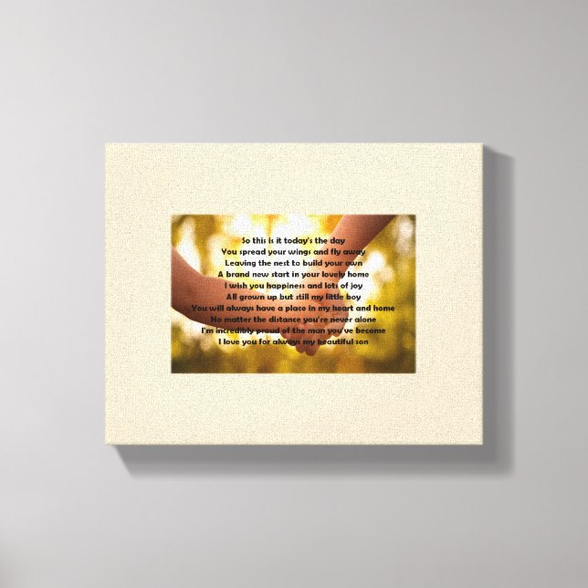 Son leaving home poem on canvas (Front)