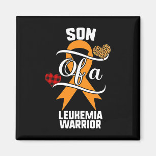 Son Leukaemia Awareness Leopard Buffalo Plaid Fami Magnet