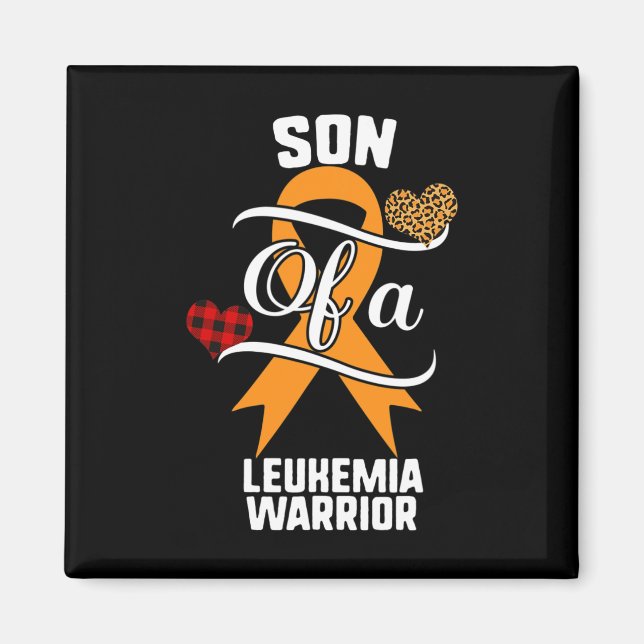 Son Leukaemia Awareness Leopard Buffalo Plaid Fami Magnet (Front)