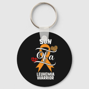 Son Leukemia Awareness Leopard Buffalo Plaid Famil Key Ring