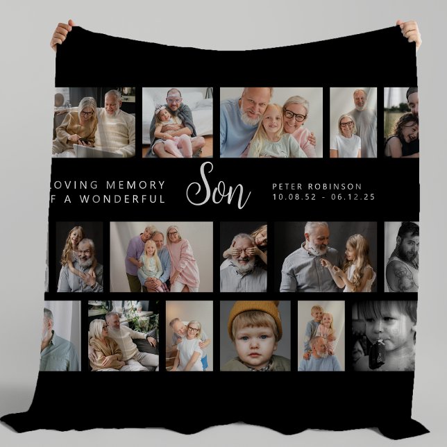 Son Memorial 18 Photo Collage Fleece Blanket (Creator Uploaded)