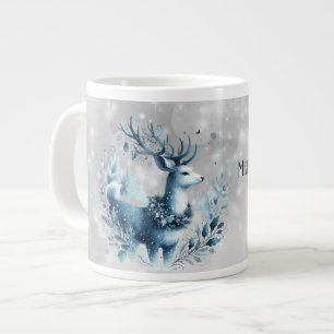Son Merry Christmas Blue Modern Deer Large Coffee Mug