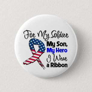 Son - My Soldier, My Hero Patriotic Ribbon 6 Cm Round Badge
