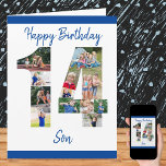 Son Number 14 Photo Collage Big 14th Birthday Card<br><div class="desc">Personalise this big 14th birthday card with up to 12 different photographs. Designed for your son (although 'son' can be edited to a name or whatever you want), the number 14 photo collage is a thoughtful way to give a birthday card with a unique and special quality. The template is...</div>