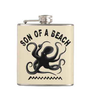 Son of a beach - Pun design for sea life lover Hip Flask