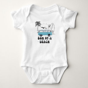 Son of a beach vintage surf surfer surfing child baby bodysuit