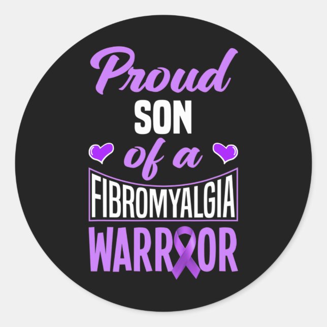 Son Of A Fibromyalgia Warrior  Classic Round Sticker (Front)