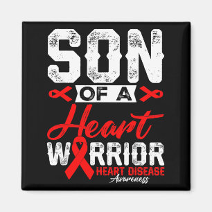 Son Of A Heart Warrior Heart Disease Red Ribbon Me Magnet
