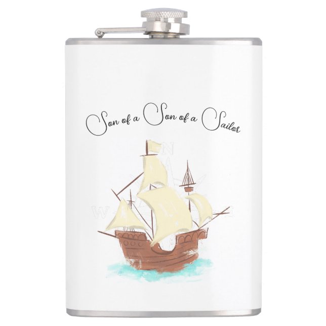 Son of a Son of a Sailor pirate Hip Flask (Front)