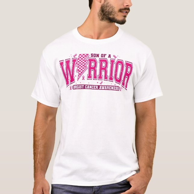 Son of a Warrior Breast Cancer Awareness Month T-Shirt (Front)