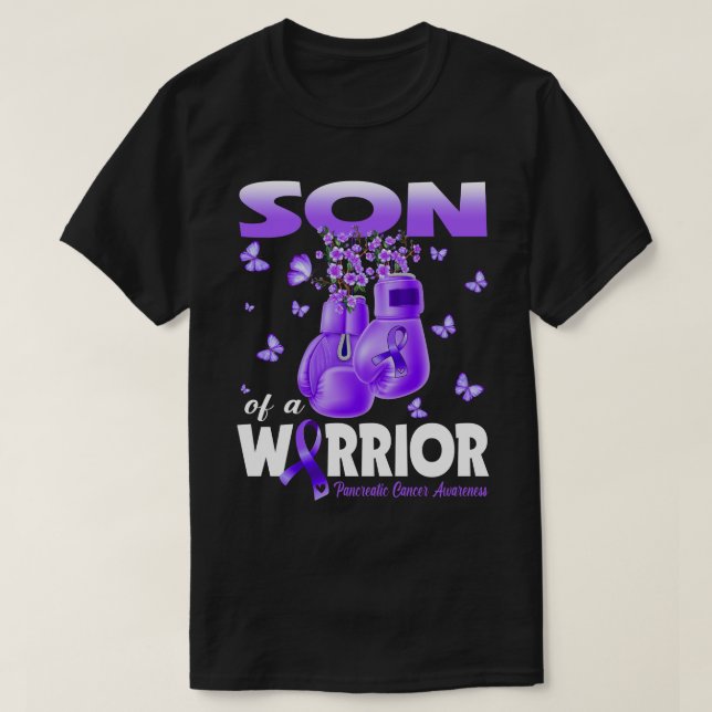 Son Of A Warrior Pancreatic Cancer Awareness Boxin T-Shirt (Design Front)