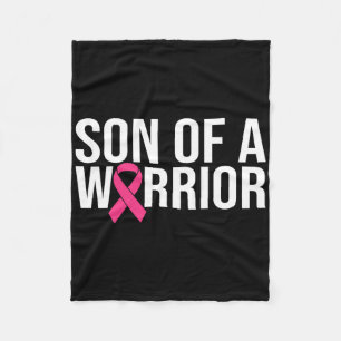 Son Of A Warrior Pink Ribbon Breast Cancer Awarene Fleece Blanket