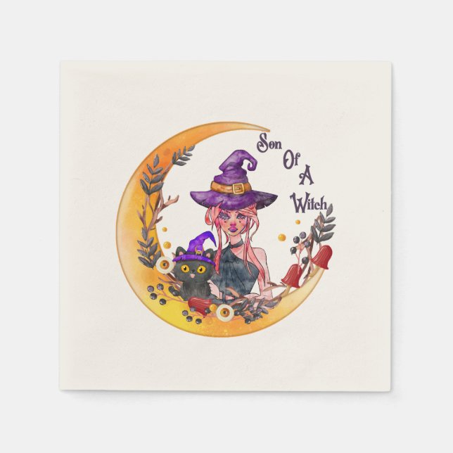 Son of a Witch – Crescent Moon Design Napkin (Front)