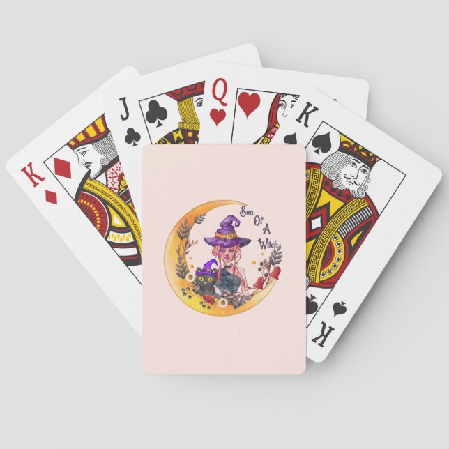 Son of a Witch – Crescent Moon Design Playing Cards (Back)