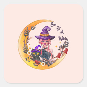 Son of a Witch – Crescent Moon Design Square Sticker